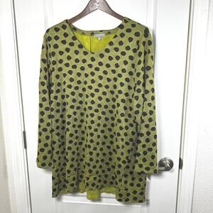 Habitat Clothes To Live In Top Lime Dot Long Sleeves Tunic Women’s XL Artsy